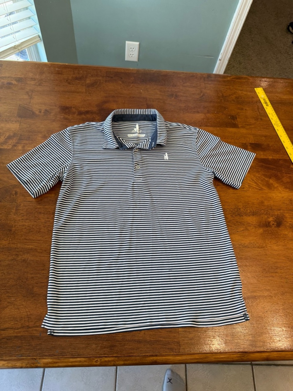 Johnnie-O Boys XL PREP-FORMANCE Striped Golf Polo Blue/White MOISTURE WICKING